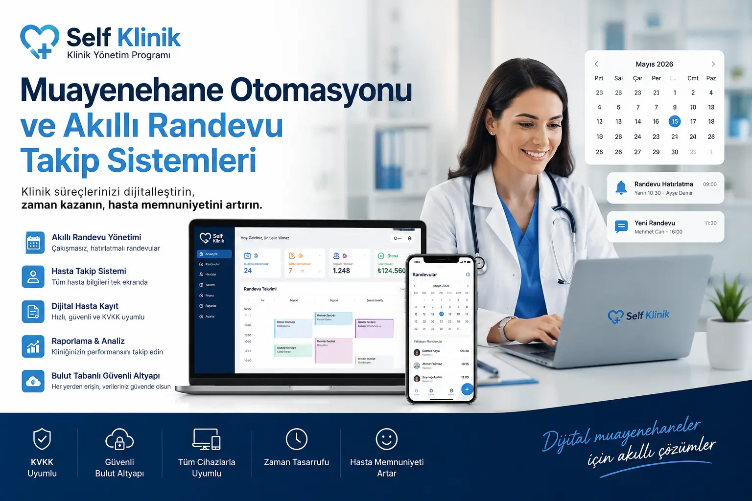 muayenehane programı ve randevu takibi - Self Klinik